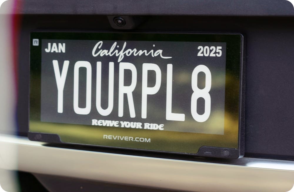 California license plate: YOURPL8