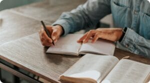 Studying for a certification at a desk