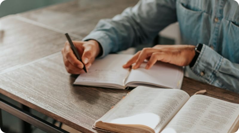Studying for a certification at a desk