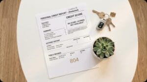 Personal credit report on a white table