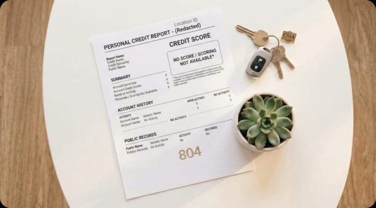 Personal credit report on a white table